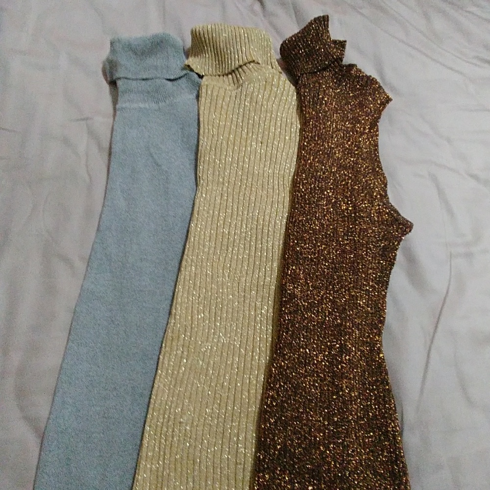 3 turtle neck sleevless sweaters
